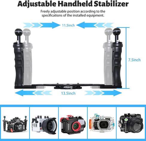 AQUANIC AS10 Underwater Camera Tray Handheld Stabilizer Tray Bracket for Camera Housing, Handle Aluminum Diving Grip for Gopro Divevolk, TG-5/6, RX100 V and Other Action Camera in Kuwait