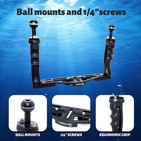 AQUANIC AS10 Underwater Camera Tray Handheld Stabilizer Tray Bracket for Camera Housing, Handle Aluminum Diving Grip for Gopro Divevolk, TG-5/6, RX100 V and Other Action Camera in Kuwait