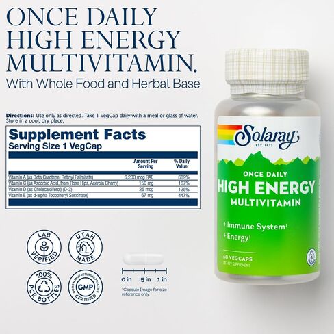 Solaray Once Daily Woman Multivitamin with Iron, Women’s Multivitamin with Hair, Skin & Nails Blend, Enzyme Blend & Whole Food Base, Healthy Energy, Immune & Digestion Support, 90 Servings, 90 VegCaps in Saudi Arabia