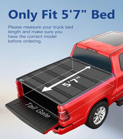استبدال غطاء الوجه الصلب رباعي الطي PM Auto لسرير 2024 Ford F-150 Lightning مقاس 5'7 بوصات (67 بوصة) in Saudi Arabia