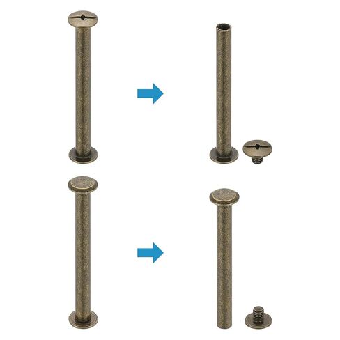 براغي شيكاغو 120 قطعة من PATIKIL، M5 × 6/10/15/25/35/45 مم من الفولاذ الكربوني برغي شيكاغو فيليبس مسامير تثبيت لسجل قصاصات الحزام الجلدي، ذهبي in Kuwait
