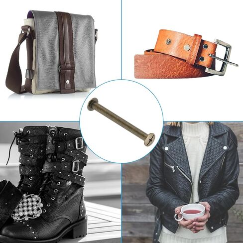 براغي شيكاغو 120 قطعة من PATIKIL، M5 × 6/10/15/25/35/45 مم من الفولاذ الكربوني برغي شيكاغو فيليبس مسامير تثبيت لسجل قصاصات الحزام الجلدي، ذهبي in Kuwait