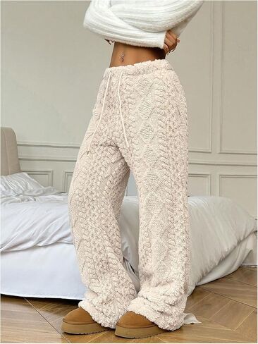 GORGLITTER Women's Cable Knit Sweater Pants Low Waisted Knit Warm Pants in Saudi Arabia