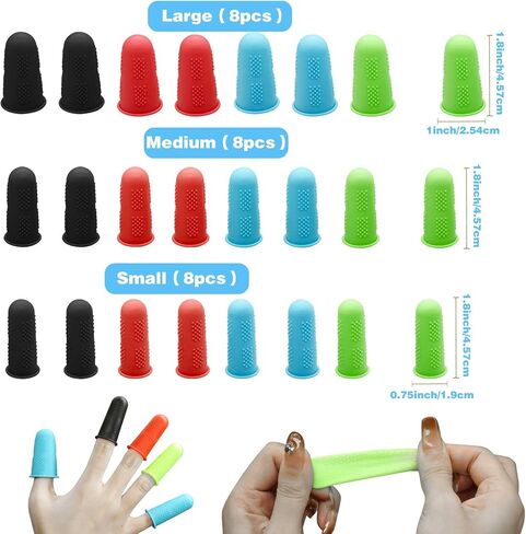 24Pcs Rubber Finger Protectors, Silicone Finger Protectors, Hot Glue Fingers Tips Pads Rubber Thimble Rubber Finger Protectors, Rubber Finger Tips for Sorting Mail Hot Glue Gun Sewing (3 Sizes) in Saudi Arabia