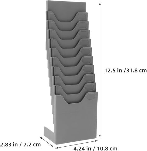 4pcs Warehouse Material Card Stand: 10 Grid Standing Time Card Holder Organizer Vertical Shelf Display Rack For Attendance For Employee Information Sorting in Saudi Arabia