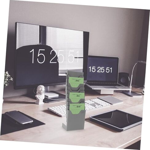 Slot Vertical Card Rack Organizer with Multi-pocket Storage Warehouse Label Holder for Attendance Employee Badges Detachable Desktop Shelf for Office and Industrial Use in Saudi Arabia