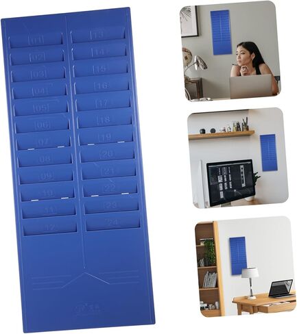 Wall-Mounted Attendance Card Rack Retractable Cards Storage Organizer with Slots Heavy-Duty Pocket Holder for Office School Warehouse Label Display Random Color in Saudi Arabia