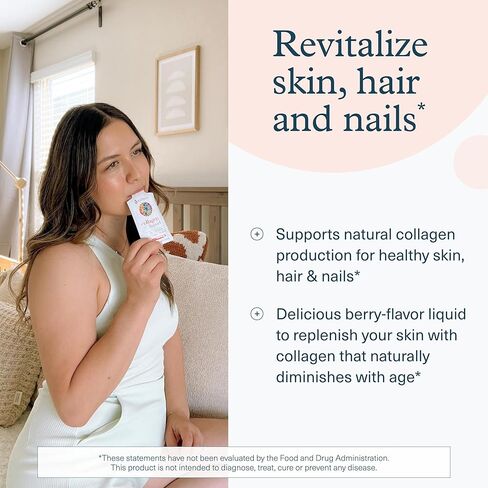 سائل الكولاجين من يوثيوري، ينشط البشرة والشعر والأظافر، نكهة التوت، 30 عبوة in Kuwait