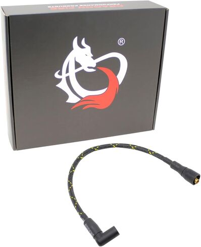 DRAGON FIRE PERFORMANCE Low Ohm Coil Spark Plug Wire 8mm Vintage Look Black and Yellow Cloth Braided Wire Compatible With All Male Post Caps to Female Socket Ignition Coils Oem Fit PWJ302-BLKBR in Saudi Arabia