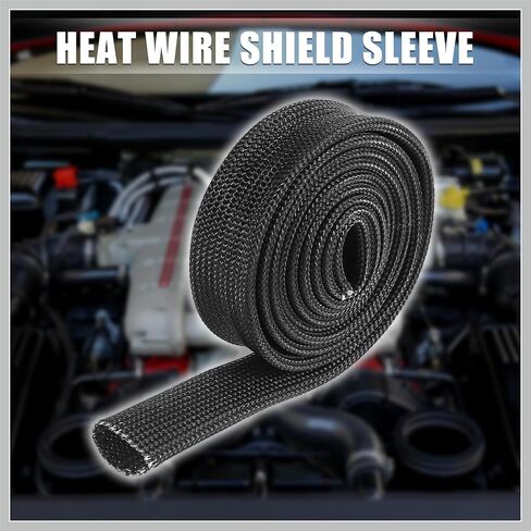 Fiberglass Heat Wire Shield Sleeve Heat High Temp Shield Adjustable Heat Shield 3.2ft 10mm 3/8" Black for Car Wire Protection Replacement Car Parts in Saudi Arabia