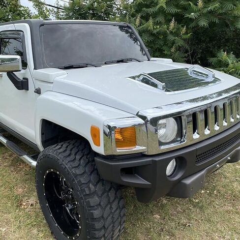 KUAFU Hood Vent Compatible with 2006-2010 Hummer H3 H3T Hood Louver Hood Deck w/Handles Silver Air Vent Grille Chrome Moulding Trim in Saudi Arabia