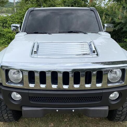 KUAFU Hood Vent Compatible with 2006-2010 Hummer H3 H3T Hood Louver Hood Deck w/Handles Silver Air Vent Grille Chrome Moulding Trim in Saudi Arabia