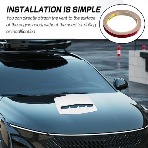 Car Hood Vents, Decorative Air Flow Intake Hood Scoop Vent Turbo Bonnet Cover, Vehicle Engine Cooling Intake Vent Trim Cover, Universal Exterior Car Accessories Decoration (Carbon Fiber) in Saudi Arabia