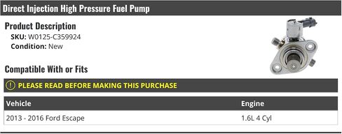 Direct Injection High Pressure Fuel Pump - Compatible with 2013-2016 Ford Escape 1.6L 4-Cylinder in Saudi Arabia