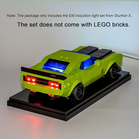 مجموعة إضاءة LED لاسلكية متوافقة مع مجموعة بناء السيارات الرياضية دودج تشالنجر SRT Hellcat من ليجو سبيد تشامبيونز، زينة أضواء ليجو 77237 - اللعبة غير متضمنة (S-77237) in Kuwait