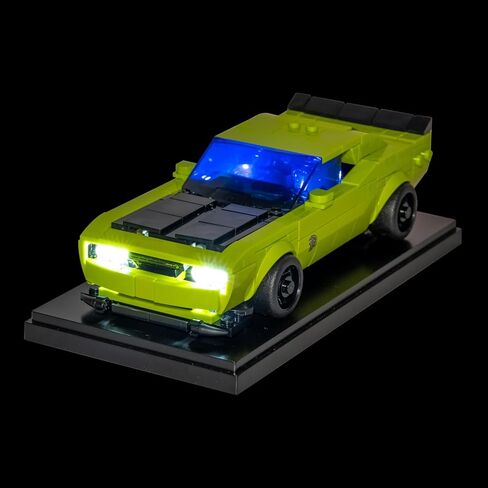 مجموعة إضاءة LED لاسلكية متوافقة مع مجموعة بناء السيارات الرياضية دودج تشالنجر SRT Hellcat من ليجو سبيد تشامبيونز، زينة أضواء ليجو 77237 - اللعبة غير متضمنة (S-77237) in Kuwait