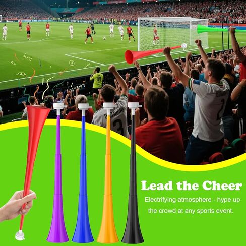 قرن الاستاد القابل للطي 24 بوصة صانعات الضوضاء الفوفوزيلا البلاستيك البوق الهتاف أبواق النفخ صانعات الضوضاء للأحداث الرياضية وألعاب كرة القدم ومستلزمات الحفلات الرياضية المدرسية والإكسسوارات in Kuwait