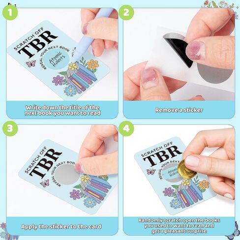 L1rabe TBR Scratch Off Cards Set - TBR Jar Bookish Accessories 240 Pastel Christmas Color Flower DIY Cards 480 Stickers, Reveal Next Book Reading Challenge for Readers Lovers Bookworm Student in Saudi Arabia