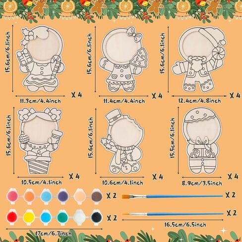 cjiangpo 24 مجموعات عيد الميلاد إطار الصورة زخرفة، الزنجبيل رجل الخشب عيد الميلاد الحرف للأطفال، DIY عيد الميلاد الحرفية اللون الخاص بك إطار الصورة ديكور الطاولة لأنشطة الفصول الدراسية عطلة حزب الهدايا in Kuwait