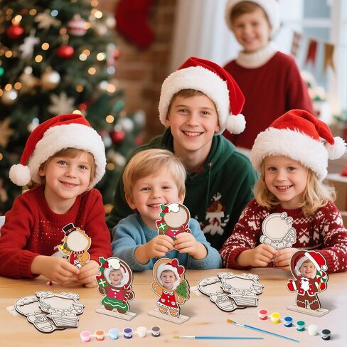 cjiangpo 24 مجموعات عيد الميلاد إطار الصورة زخرفة، الزنجبيل رجل الخشب عيد الميلاد الحرف للأطفال، DIY عيد الميلاد الحرفية اللون الخاص بك إطار الصورة ديكور الطاولة لأنشطة الفصول الدراسية عطلة حزب الهدايا in Kuwait