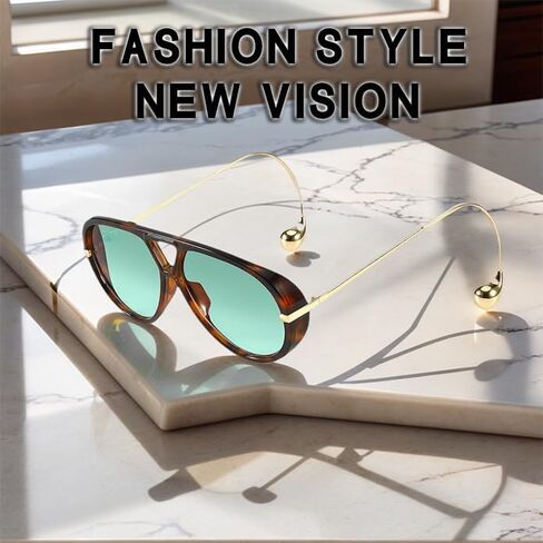 2025Designer Oversized Aviator Sunglasses for Women with Double Bridge and Earrings(Includes Pouch & Cloth) in Saudi Arabia
