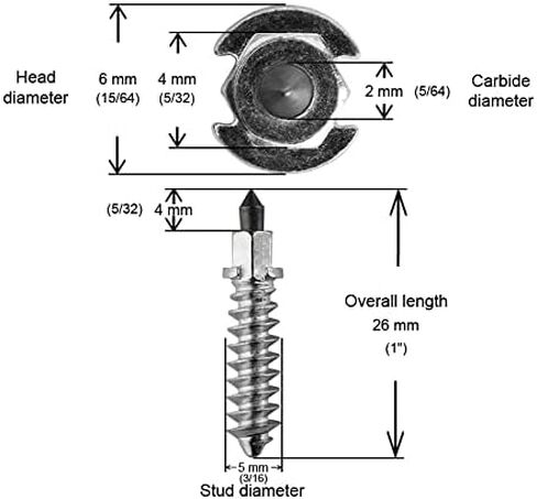 SS-28100R Shoulder Racing Tire Stud 28mm Qty 100 ATV Snowmobile Motocross in Saudi Arabia