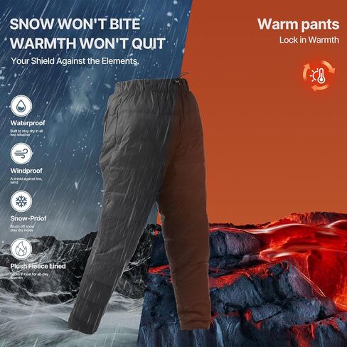 Down Pants, Men's Winter Warm Loose Utility Puffer Pants, Outdoor Insulation Compression Ski Snow Pants in Saudi Arabia