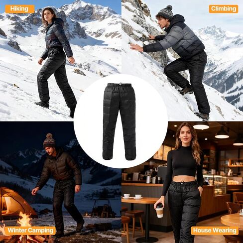 Down Pants, Men's Winter Warm Loose Utility Puffer Pants, Outdoor Insulation Compression Ski Snow Pants in Saudi Arabia