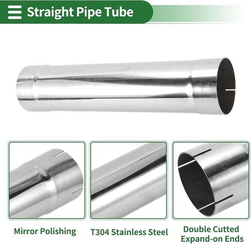 Motoforti 4.5" OD 18inch Length Straight Exhaust Pipe Tube T316 Stainless Steel Car Tubing Piping Surface Polishing Silver Tone in Saudi Arabia