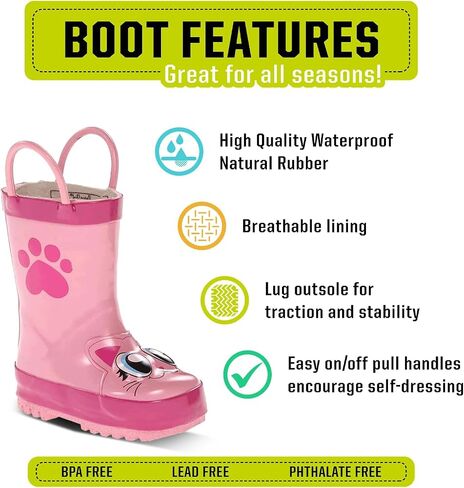 Western Chief Girls' Waterproof Printed Rain Boot with Easy Pull on Handles, Unity Unicorn, 8 Toddler in Saudi Arabia