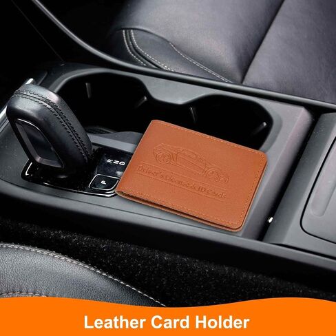 HARFINGTON Car Registration and Insurance Holder PU Leather Vehicle Glove Box Organizer Storage Accessories Car ID Holder with 8 Pockets for License ID Card Bank Card Documents, Brown in Saudi Arabia