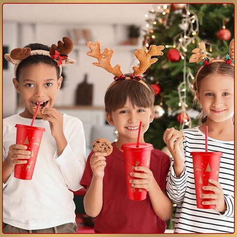 Sliner 10 Pcs Black Christmas Plastic Cups with Lid and Straw 24oz Reusable Christmas Plastic Cups Thick Xmas Party Drinking Tumblers for Iced Coffee Xmas Party Supplies(Gold) in Kuwait
