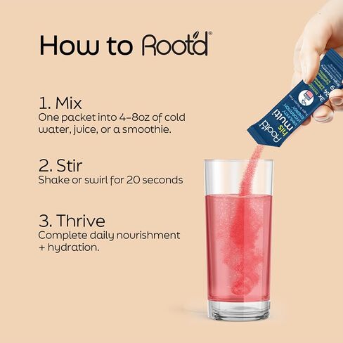 Root'd Multivitamin Powder for Men - 24 Vitamins & Minerals with 3x Electrolytes, 9 Organic Superfoods, Probiotics & Enzymes, Sugar-Free Multivitamin & Hydration | 24 Vitamin Drink Mix Packets in Kuwait