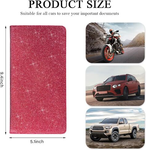 Car Registration and Insurance Holder, Bling Premium Leather Auto Glove Box Document Organizer with Magnetic Shut, Waterproof Car Document Holder for Cards, Driver License (Blue) in Kuwait