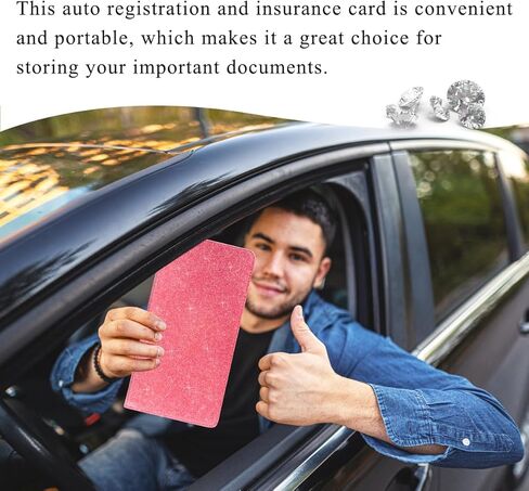 Car Registration and Insurance Holder, Bling Premium Leather Auto Glove Box Document Organizer with Magnetic Shut, Waterproof Car Document Holder for Cards, Driver License (Blue) in Kuwait