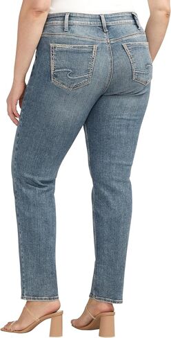 Silver Jeans Co. Women's Suki Mid Rise Curvy Fit Straight Leg Jeans, Dark Wash FRB548, 33W x 29L in Saudi Arabia