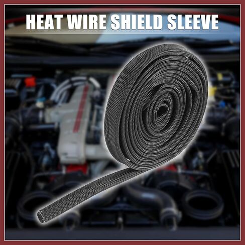 Fiberglass Heat Wire Shield Sleeve Heat High Temp Shield Adjustable Heat Shield 10ft 10mm 3/8" Black for Car Wire Protection Replace Parts in Saudi Arabia