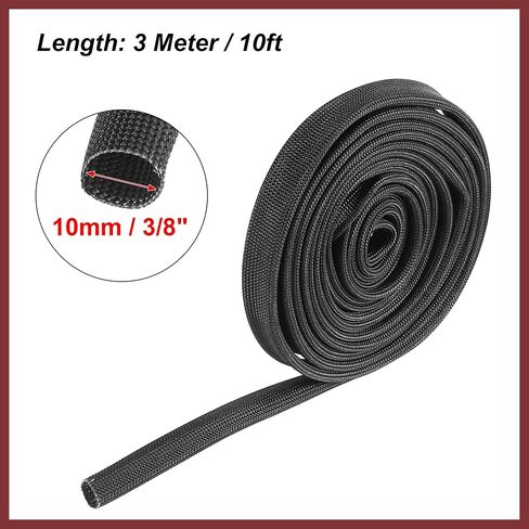 Fiberglass Heat Wire Shield Sleeve Heat High Temp Shield Adjustable Heat Shield 10ft 10mm 3/8" Black for Car Wire Protection Replace Parts in Saudi Arabia