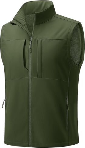 TACVASEN Men's Windproof Lightweight Vest Waterproof with Pockets Softshell Sleeveless Fleece Jacket for Hiking Golf in Saudi Arabia