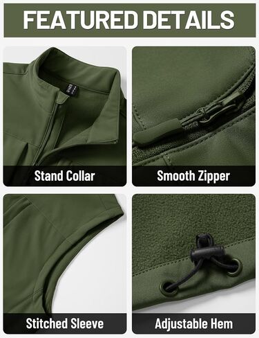 TACVASEN Men's Windproof Lightweight Vest Waterproof with Pockets Softshell Sleeveless Fleece Jacket for Hiking Golf in Saudi Arabia
