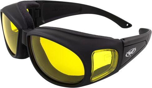 Global Vision Outfitter 24 Auto-Darkening Yellow Photochromic Motorcycle Sunglasses with Matte Black Nylon Frame and Anti-Fog UV400 Lenses in Saudi Arabia
