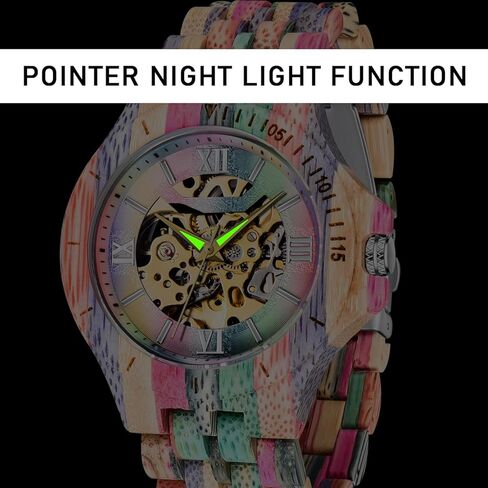 ساعات خشبية ميكانيكية كلاسيكية من Dentily للرجال هيكل عظمي أوتوماتيكية ذاتية الملء وخفيفة الوزن للرجال من الخشب in Kuwait