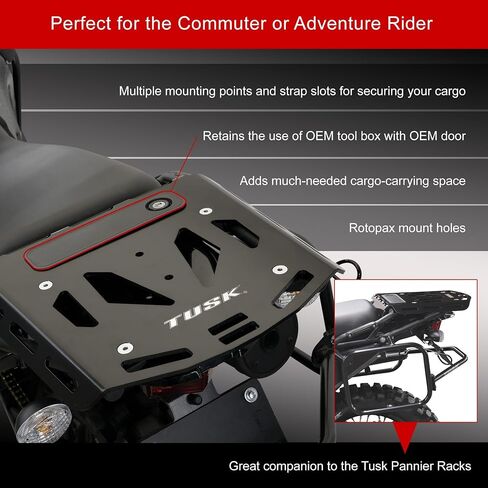 حامل الحقائب العلوي من Tusk رف الذيل الخلفي متوافق مع Kawasaki KLR650 S/ADV/ABS/Traveler 2022-2025 in Kuwait