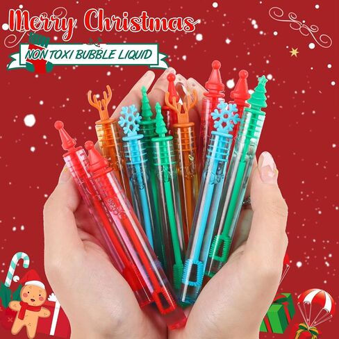 DERAYEE 36Pcs Christmas Bubble Wands for Kids Bulk, Xmas Mini Bubbles Party Favors Christma Toys Gift for Boys Girls Christmas Classroom Awards, Goody Bag Fillers in Saudi Arabia