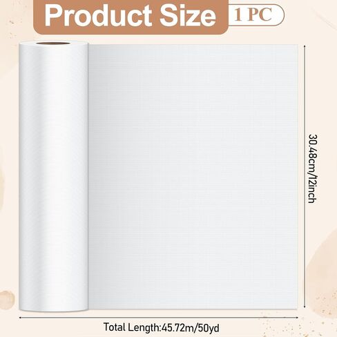 LIQWEI 1 Roll 12" x 50 yd Clear Wash Away Water Soluble Embroidery Stabilizer, 35μm Topping Film Stabilizer for Embroidery Lightweight Sewing Stabilizers for Machine Embroidery Stabilizers Sewing in Saudi Arabia