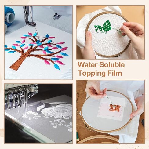 LIQWEI 1 Roll 12" x 50 yd Clear Wash Away Water Soluble Embroidery Stabilizer, 35μm Topping Film Stabilizer for Embroidery Lightweight Sewing Stabilizers for Machine Embroidery Stabilizers Sewing in Saudi Arabia
