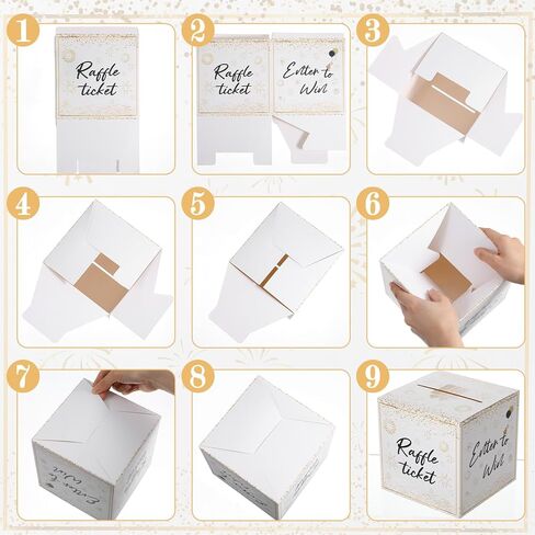 4 Pack Raffle Ticket Box, Gold Brass Donation Box Enter to Win Boxs with 200 Raffle Tickets Cards Safe Suggestion Boxes Ballot Boxs with Slot for Contest Carnivals Raffles Collecting Card in Kuwait