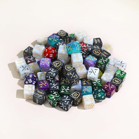 79PCS MTG Dice Counters Bulk Ability Keywords Dice Set, MTG Health Tracker Life Counter Plus 1/+1 Shield Buff Tokens for TCG Magic Card Games Accessories CCG Creature Stats in Kuwait