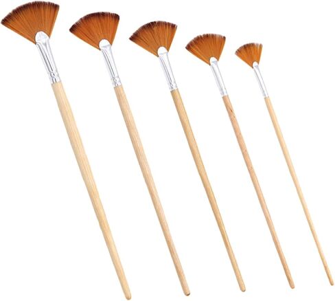 Garneck 5Pcs Portable Fan Paint Brushes Multi Function Professional Watercolor Oil Gouache Painting Tools with Smooth Grip Handles for Travel and Drawing Accessories in Saudi Arabia
