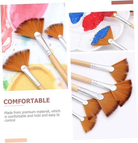 Garneck 5Pcs Portable Fan Paint Brushes Multi Function Professional Watercolor Oil Gouache Painting Tools with Smooth Grip Handles for Travel and Drawing Accessories in Saudi Arabia